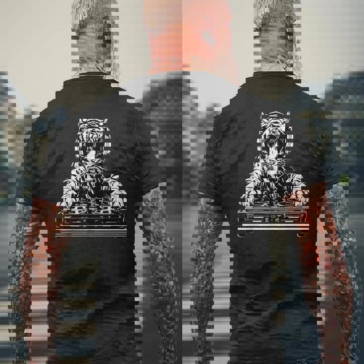 タイガーミュージック Dj テクノダンスクラブ ハウス ターンテーブル Dj タイガー メンズTシャツ バックプリント 高齢者への贈り物