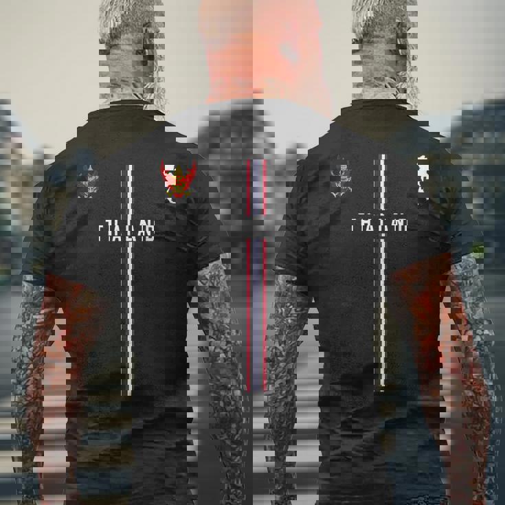 タイ国旗、タイのシルエットマップ、国章 メンズTシャツ バックプリント 高齢者への贈り物