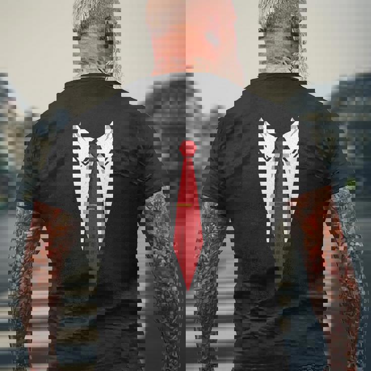 タキシード メンズ レディース キッズ プリント スーツ & ネクタイ おもしろコスチューム メンズTシャツ バックプリント 高齢者への贈り物