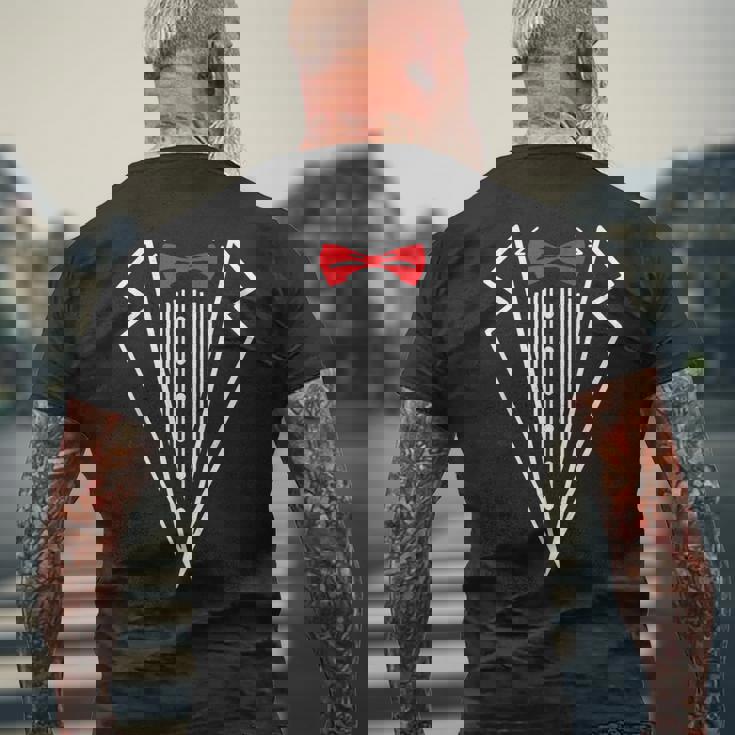 メンズ タキシード 赤い蝶ネクタイ付き ブラックスーツ 面白い メンズ レディース キッズ メンズTシャツ バックプリント 高齢者への贈り物