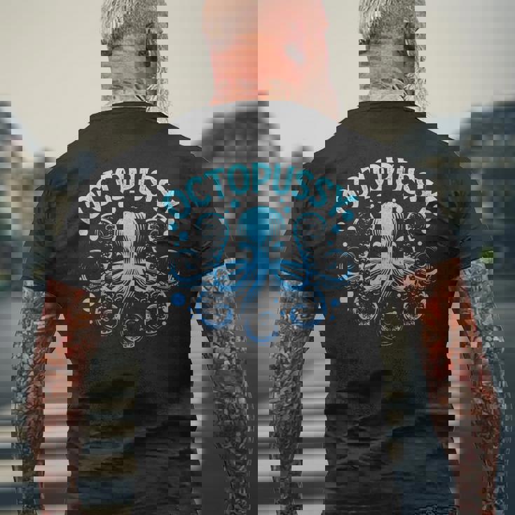 タコ猫 蛸 海 海 動物 駄じゃれ メンズTシャツ バックプリント 高齢者への贈り物