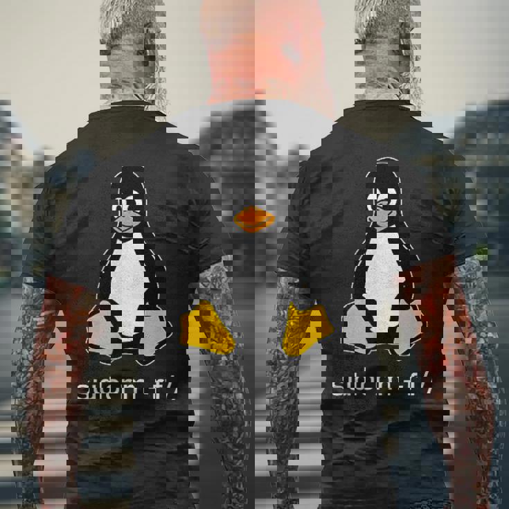 タックスlinuxペンギン-Sudorm-Rfコンピューターサイエンスコンピューター Tux Linux メンズTシャツ バックプリント 高齢者への贈り物