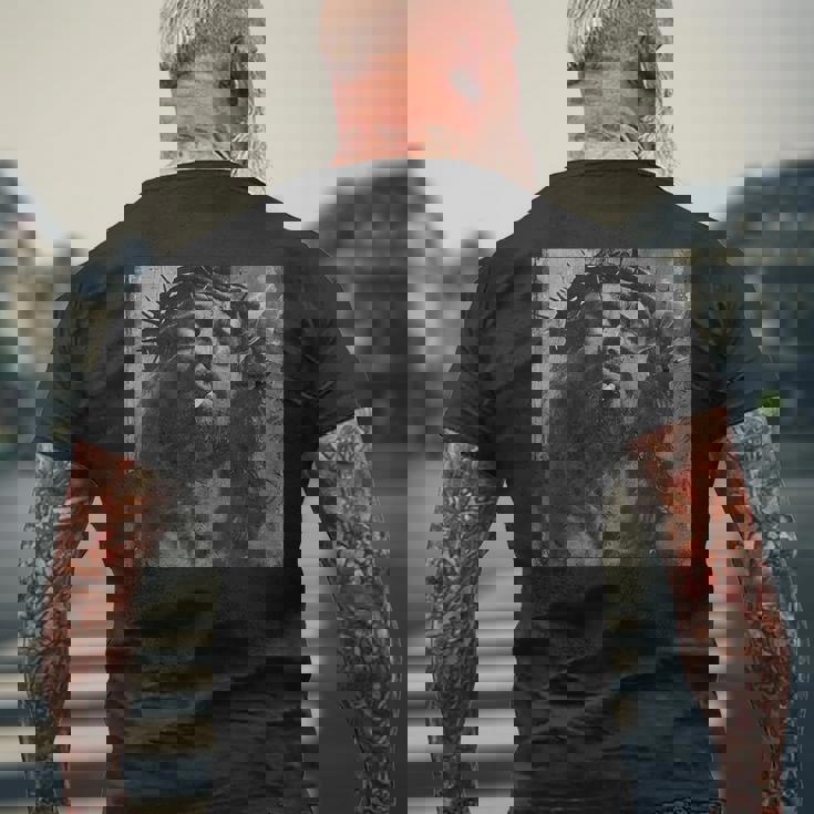 タバコを吸うクールなイエス・キリスト、反抗的なイエス・キリスト メンズTシャツ バックプリント 高齢者への贈り物