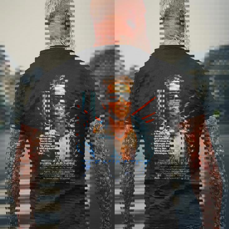 ターミネーター ポスター 映画 レトロf タイムトラベラー ゲーマー メンズTシャツ バックプリント 高齢者への贈り物