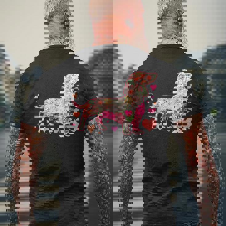 ダックスフントの解体新書 ミニチュアダックス 犬の飼い主 ダックス飼い おもしろ 愛犬家 犬 ダックスフント メンズTシャツ バックプリント 高齢者への贈り物