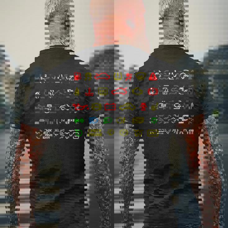 ダッシュボードインジケーターライト 面白い メンズTシャツ バックプリント 高齢者への贈り物