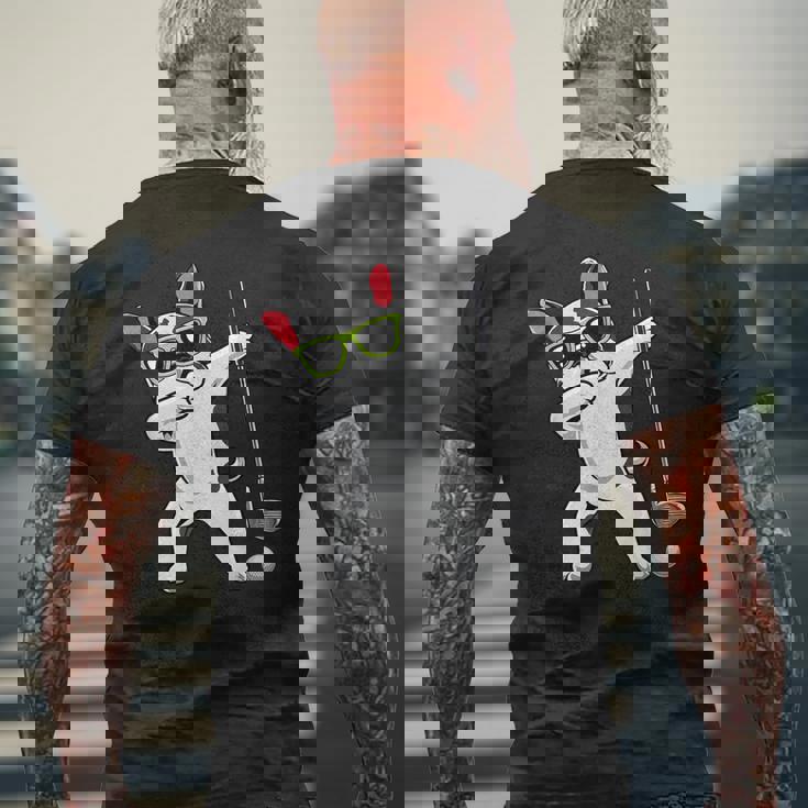 ダビングフレンチブルドッグゴルフフレンチドッグダブゴルファーギフト メンズTシャツ バックプリント 高齢者への贈り物