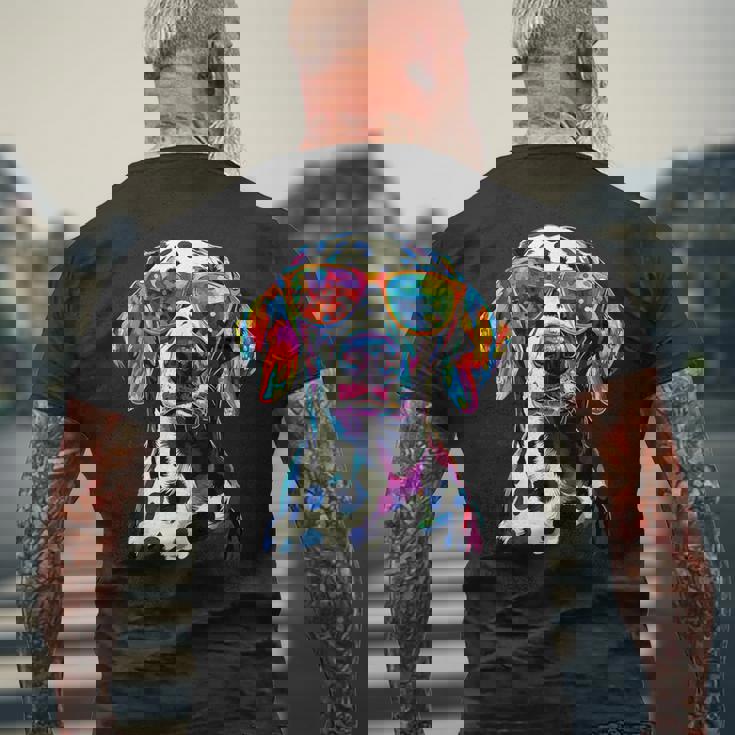 ダルメシアンとサングラスの犬 ダルメシアンが大好きです メンズTシャツ バックプリント 高齢者への贈り物