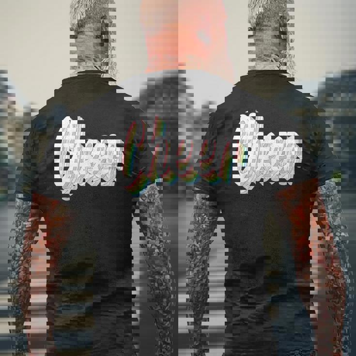 チアレトロチアリーダーチアリーディングチームギフト メンズTシャツ バックプリント 高齢者への贈り物