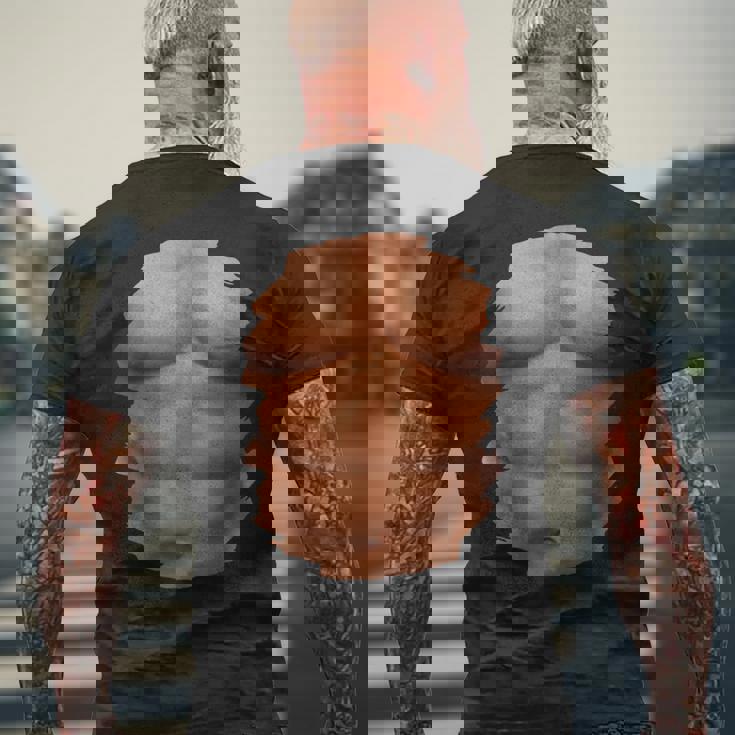 チェスト 6パック 筋肉 ボディービルダー 腹筋 ジム 面白いプレゼント メンズTシャツ バックプリント 高齢者への贈り物