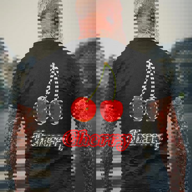 チェリー Cherry さくらんぼ 『フルーツ ポップ』果物 リアル レトロ 面白い イラスト メンズTシャツ バックプリント 高齢者への贈り物