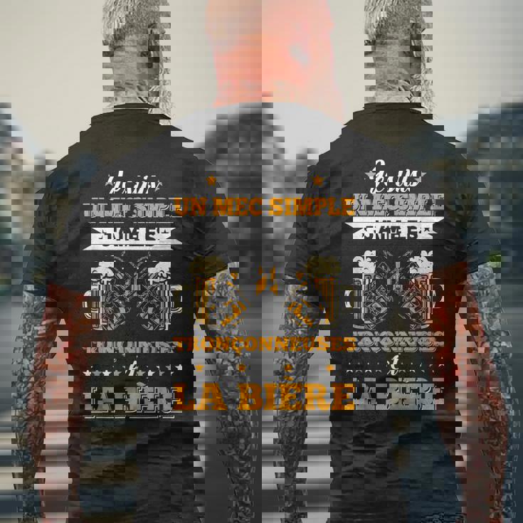 メンズ チェーンソー&ビール ランバージャック&林業チェーンソー メンズTシャツ バックプリント 高齢者への贈り物