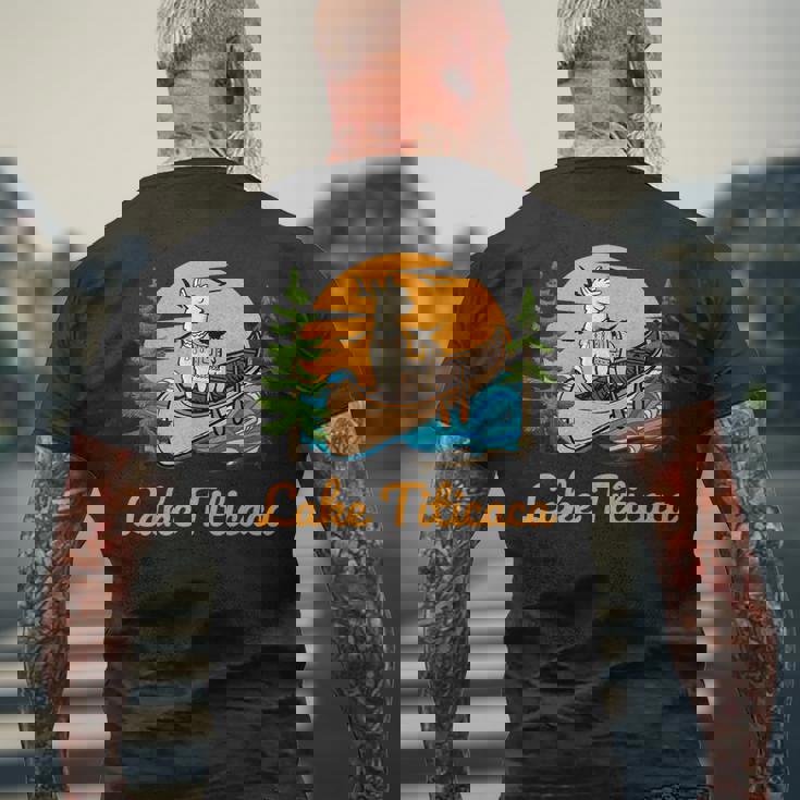 チチカカ湖 メンズTシャツ バックプリント 高齢者への贈り物