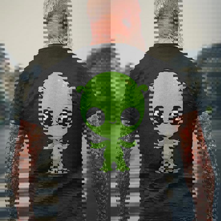 チビ カワイイ エイリアン Ufo 宇宙人 メンズTシャツ バックプリント 高齢者への贈り物