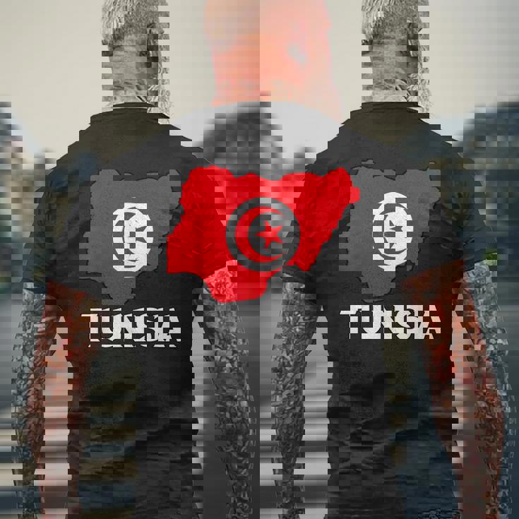 チュニジア国旗 地図 チュニジアのルーツ チュニジア プライド チュニジア メンズTシャツ バックプリント 高齢者への贈り物