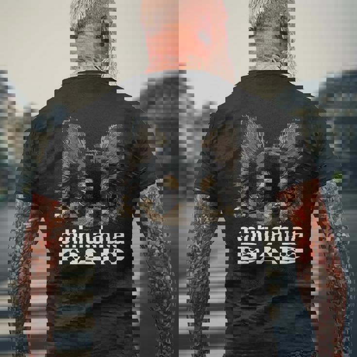 チワワ お父さん 面白い 父 犬 チワワ パパ メンズTシャツ バックプリント 高齢者への贈り物