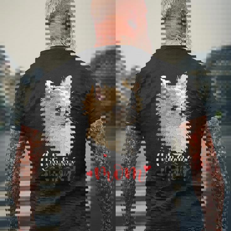 チワワ ロングヘア チワワ ロングヘア ママ ママ 犬好き メンズTシャツ バックプリント 高齢者への贈り物