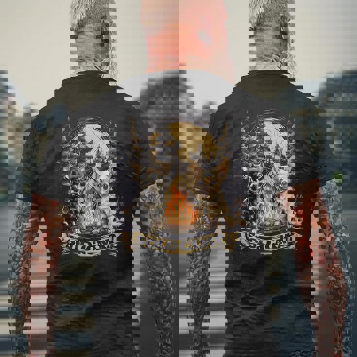 チワワ 面白いtシャツ 犬 キャンプ かわいい メンズ 子供 おもしろ 服 グッズ ネタ ソロキャンプ メンズTシャツ バックプリント 高齢者への贈り物