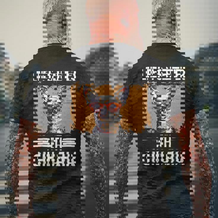 チワワデザイン レディース メンズ チワワ 犬 チワワ 恋人 メンズTシャツ バックプリント 高齢者への贈り物