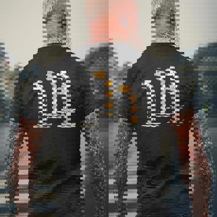 チンアナゴ & ニシキアナゴ【どうぶつフレンズ】水族館の生き物 かわいい 面白 動物 イラスト メンズTシャツ バックプリント 高齢者への贈り物