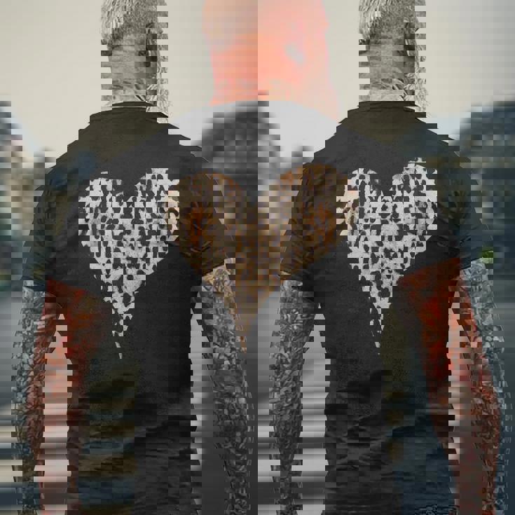 チーター ヒョウ柄 ハート メンズTシャツ バックプリント 高齢者への贈り物