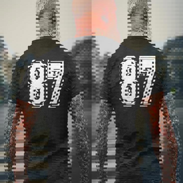 チームジャージーナンバー87 スポーツギフト メンズTシャツ バックプリント 高齢者への贈り物
