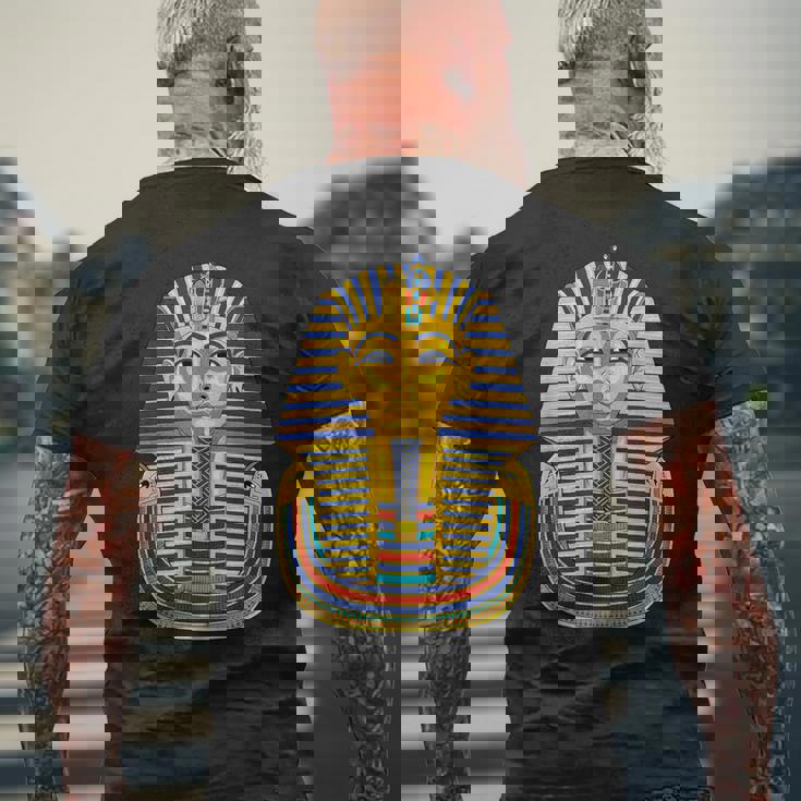 ツタンカーメン エジプトファラオ ピラミッド 古代エジプト メンズTシャツ バックプリント 高齢者への贈り物