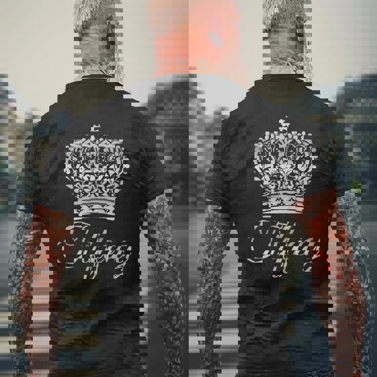 ティファニー女王 女王 名 王冠 リーガルプリンセス メンズTシャツ バックプリント 高齢者への贈り物