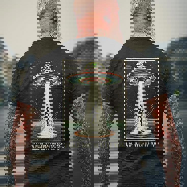 テイク・ミー・ウィズ・ユー エイリアン Ufo クローズエンカウンター ロズウェル エリア51 長袖tシャツ メンズTシャツ バックプリント 高齢者への贈り物