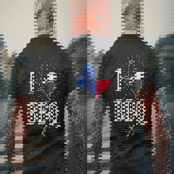 テキサス州旗 バーベキューギフト テキサスバーベキュー メンズTシャツ バックプリント 高齢者への贈り物