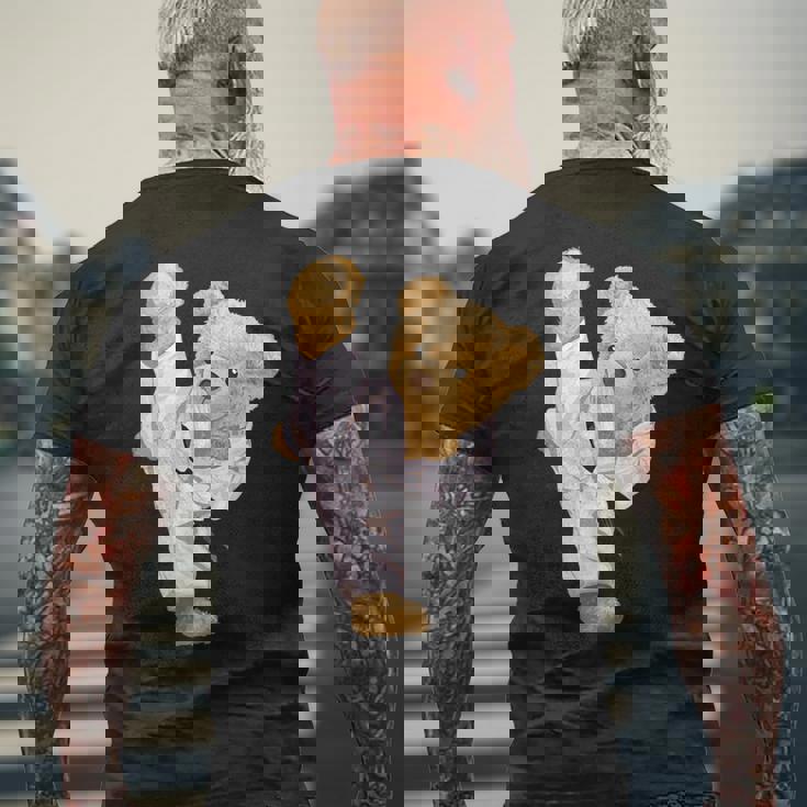 テディ空手ベア メンズTシャツ バックプリント 高齢者への贈り物