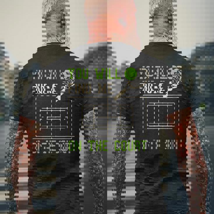 テニスコート テニスプレーヤー おもしろ名言集 メンズTシャツ バックプリント 高齢者への贈り物