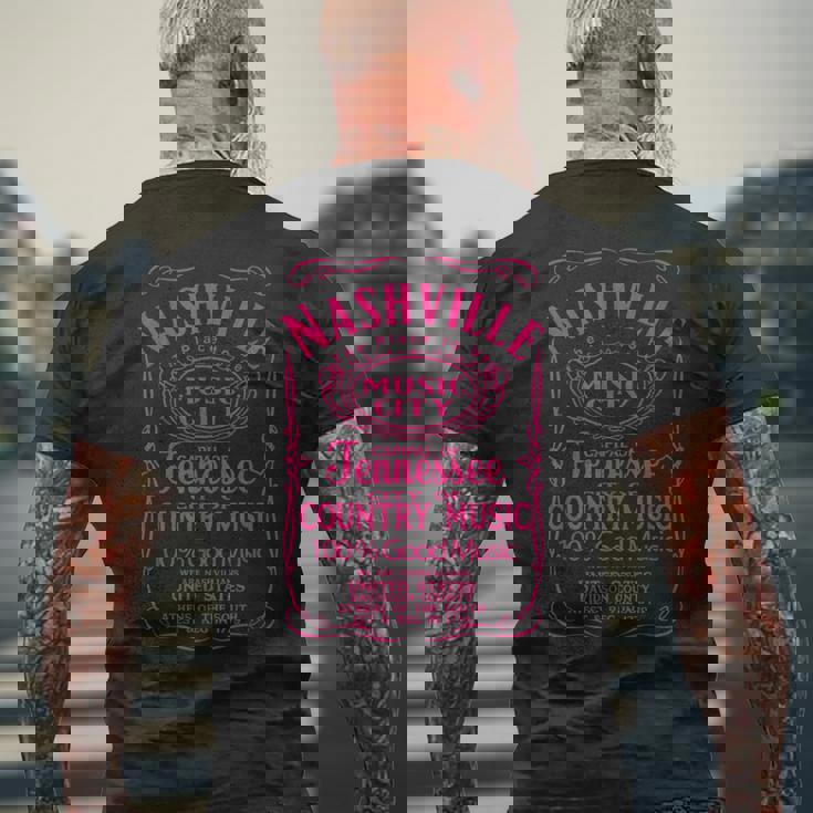 テネシー州ナッシュビルグッドカントリーウエスタンミュージックシティの衣装 メンズTシャツ バックプリント 高齢者への贈り物