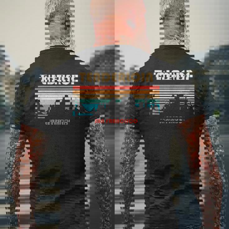 テンダーロイン サンフランシスコ カリフォルニア レトロ ヴィンテージ メンズTシャツ バックプリント 高齢者への贈り物