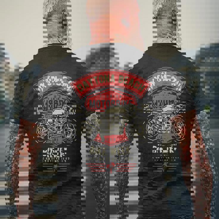 デイトナ ビーチバイクウィーク レトロバイクデザイン メンズTシャツ バックプリント 高齢者への贈り物