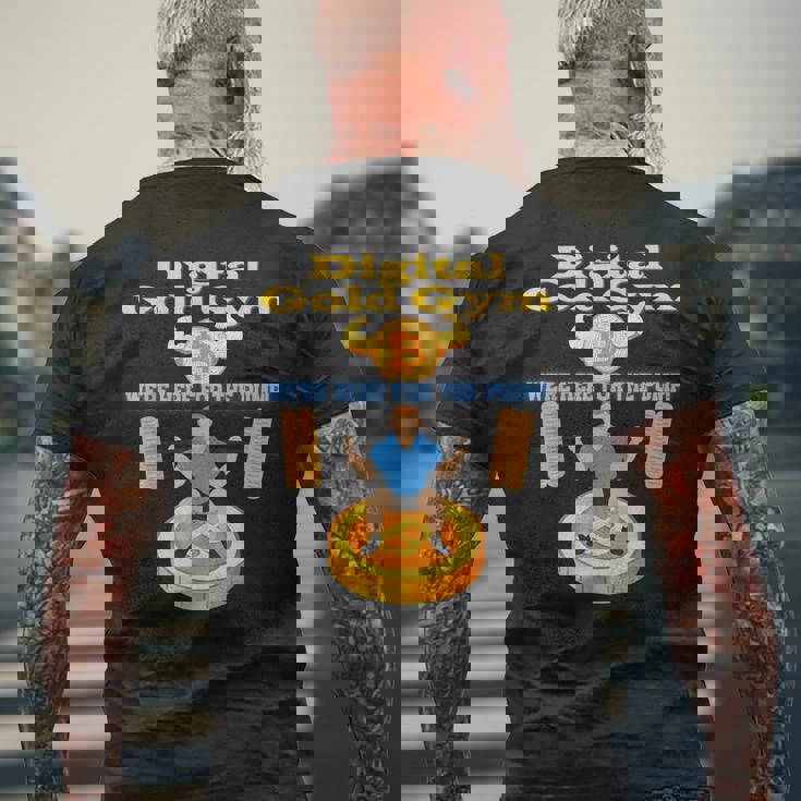 デジタルゴールドジム エクササイズ ビットコインギア クリプトジムウェア メンズTシャツ バックプリント 高齢者への贈り物