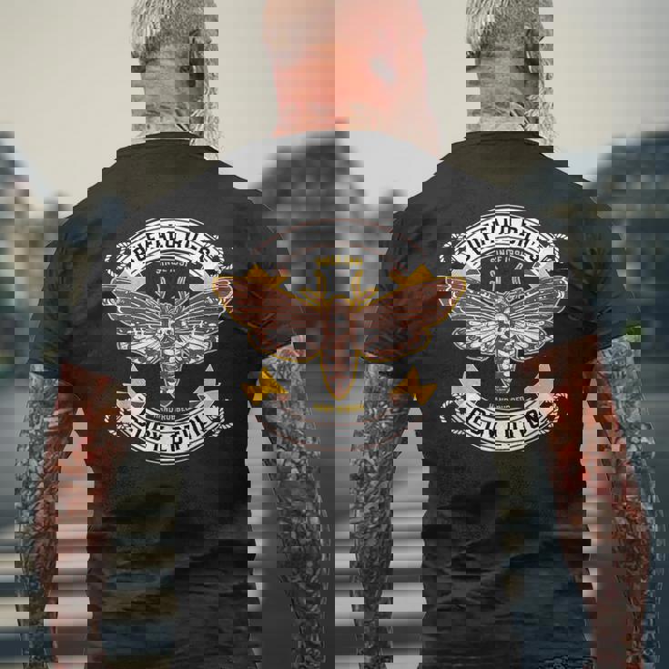 デスヘッド ホークモス 昆虫 ボディローション 面白い ハロウィン メンズTシャツ バックプリント 高齢者への贈り物