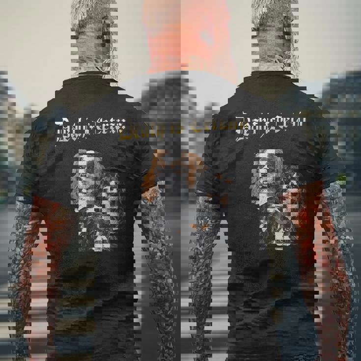 デス・イズ・サステイン・ファニー・キャバリア・キング・チャールズ・スパニエル メンズTシャツ バックプリント 高齢者への贈り物