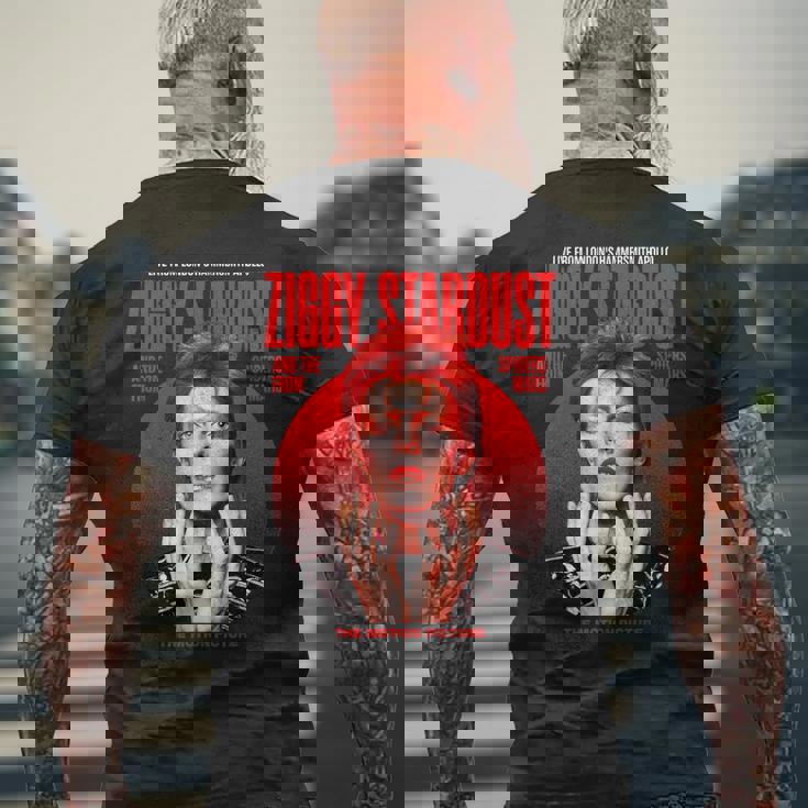 デヴィッド・ボウイ ジギー スターダスト モーションピクチャー カラー スキタ写真 メンズTシャツ バックプリント 高齢者への贈り物