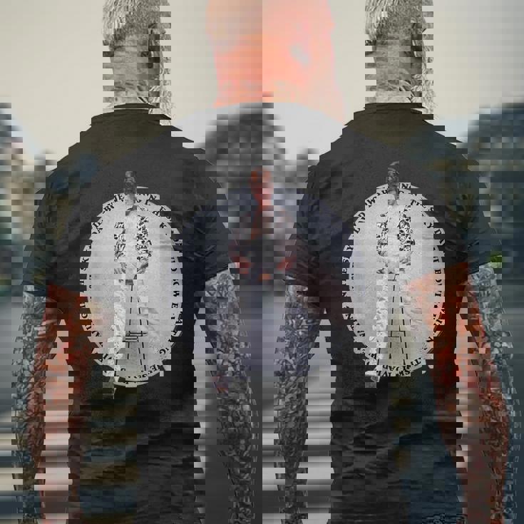 デヴィッド・ボウイ 空で待っている写真 ブライアン・ウォード メンズTシャツ バックプリント 高齢者への贈り物