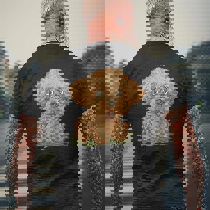 トイプードル かわいい いぬ 子犬 ペット おもしろ 動物 イラスト メンズTシャツ バックプリント 高齢者への贈り物