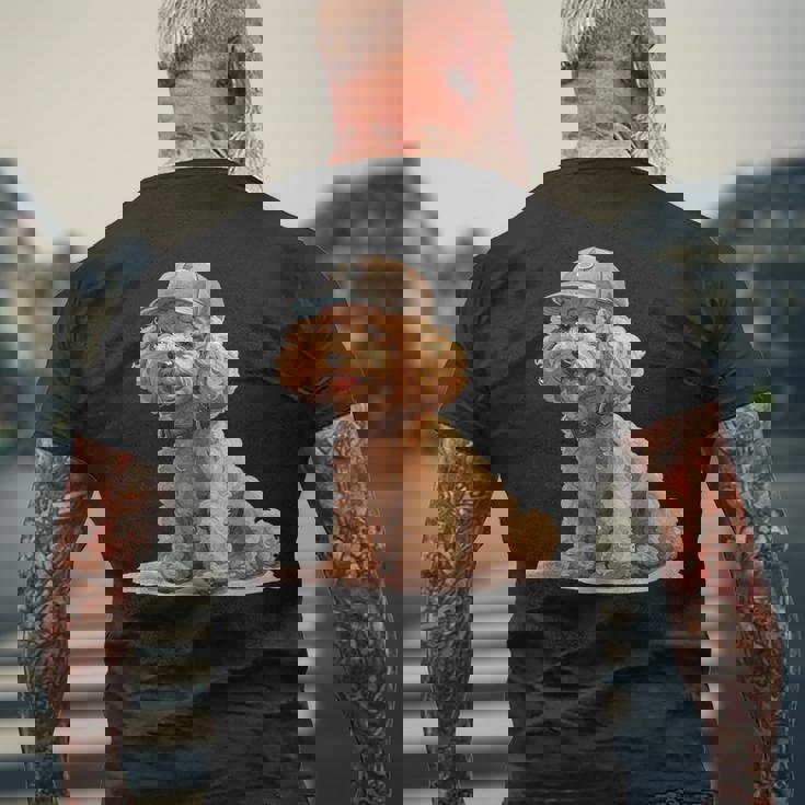 トイプードル 水彩 犬 野球帽 メンズTシャツ バックプリント 高齢者への贈り物