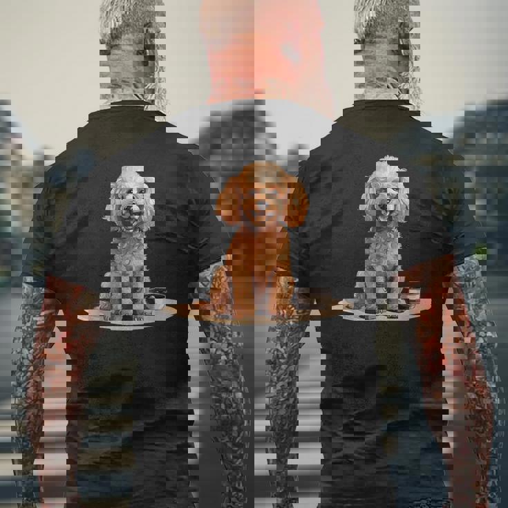 トイプードル 犬種 ペット かわいいグラフィック メンズTシャツ バックプリント 高齢者への贈り物