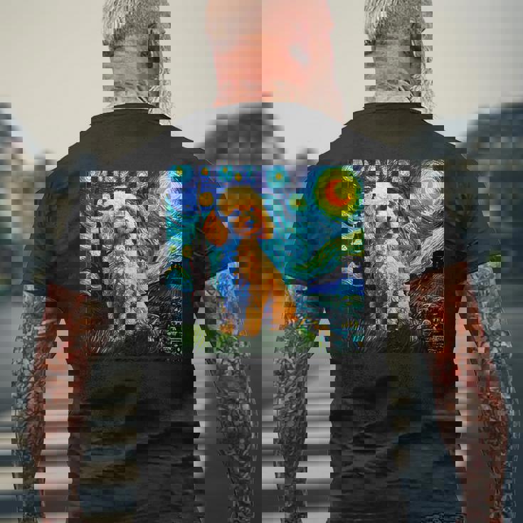 トイプードル 面白いtシャツ 犬 ゴッホ 星月夜 かわいい メンズ 子供 おもしろ 服 グッズ ネタ メンズTシャツ バックプリント 高齢者への贈り物