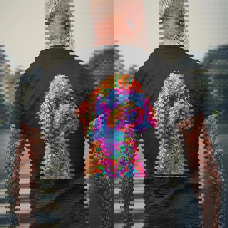 トイプードル愛好家デザイン ポップアート 面白いトイプードル 犬 メンズTシャツ バックプリント 高齢者への贈り物