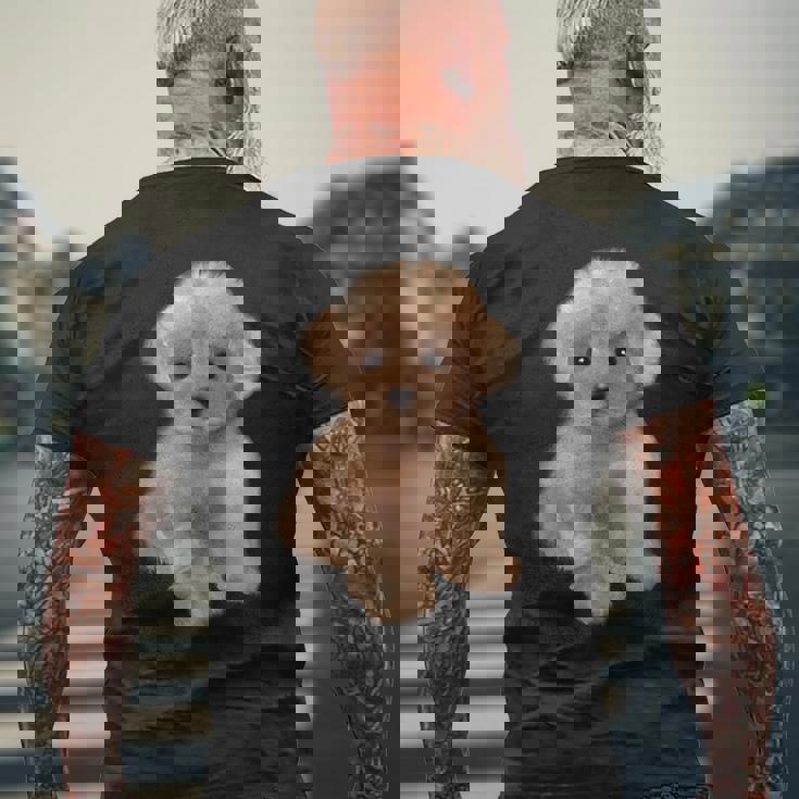 トイプードル犬、品種、ミニプードル子犬 メンズTシャツ バックプリント 高齢者への贈り物