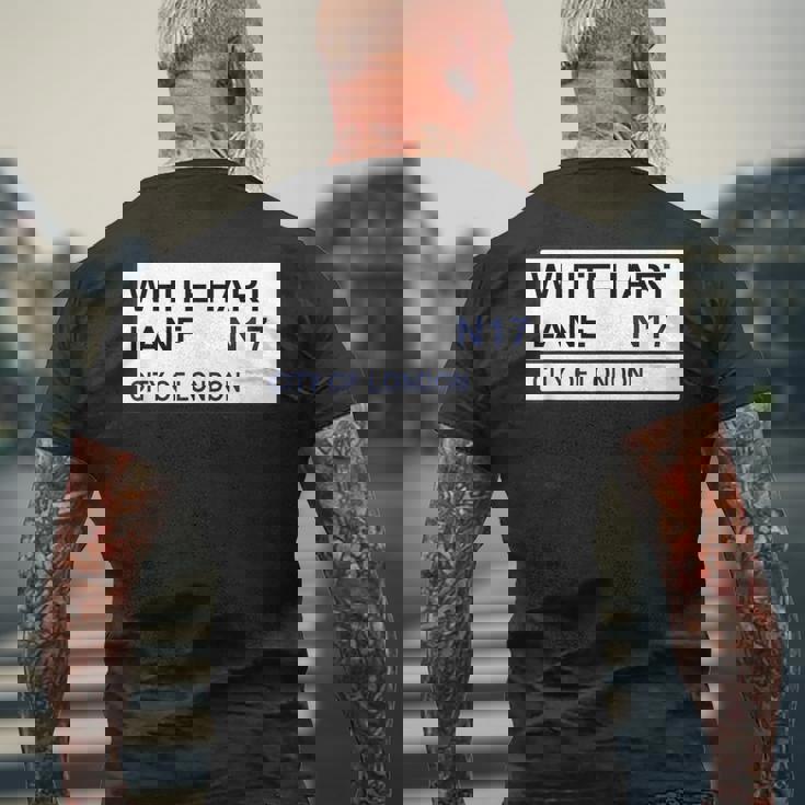 トッテナム フットボールチーム ホワイト ハートレーン ストリートサイン メンズTシャツ バックプリント 高齢者への贈り物