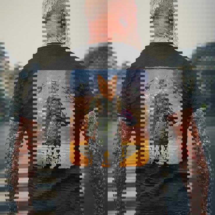 トップ 猫 マーベリック パロディ アクション 映画 叙事詩 レトロ メンズTシャツ バックプリント 高齢者への贈り物