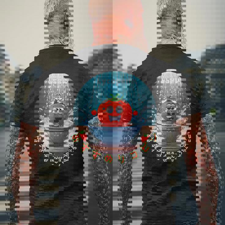 トマト 赤いトマト ピコピン おすすめリコピン おもしろトマト かわいいトマト メンズTシャツ バックプリント 高齢者への贈り物