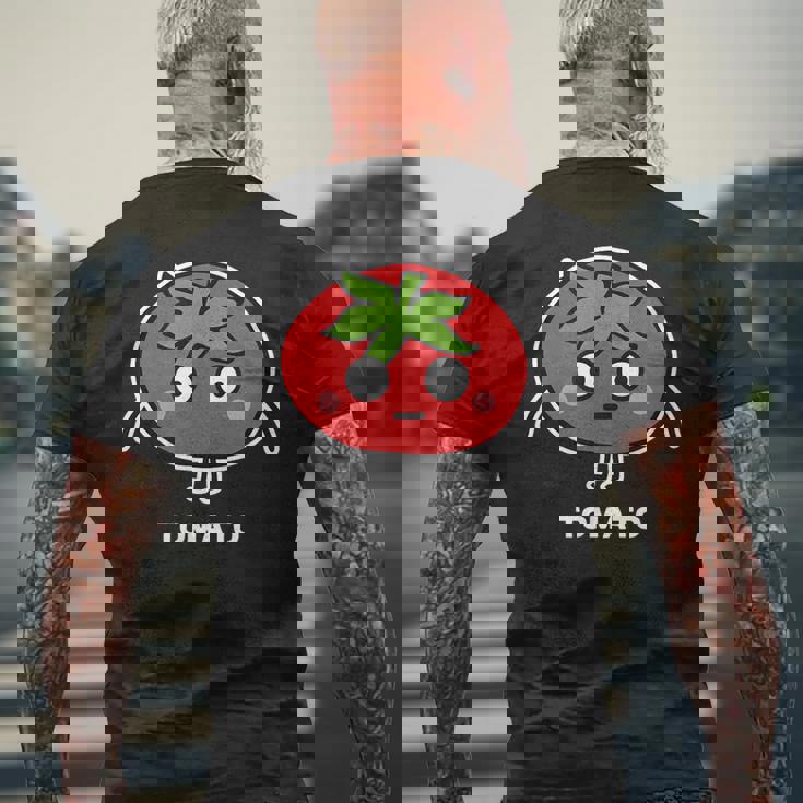 トマト 顔 イラスト かわいい おもしろ 面白い 簡単 シンプル ゆるい 野菜 メンズTシャツ バックプリント 高齢者への贈り物